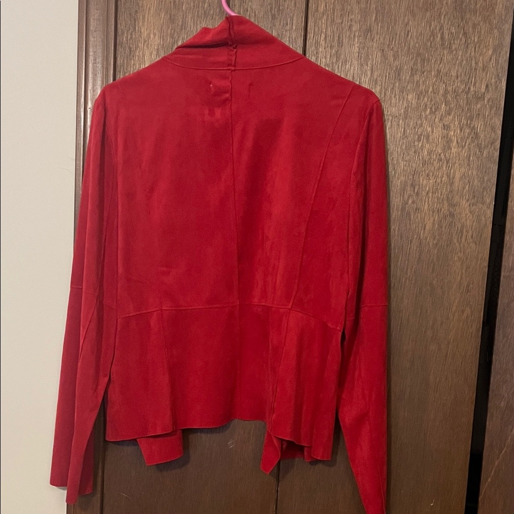 bagatelle Red Draped Open-Front Suede Blazer Large - Picture 8 of 12